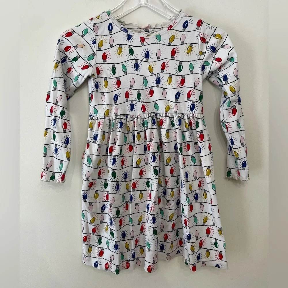 Hanna Andersson Holiday Print Rib Dress Long Sleeve Christmas Girls US 8 130